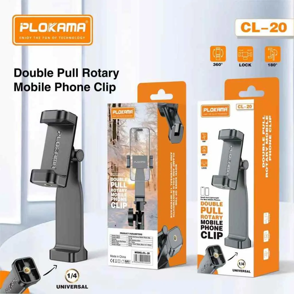 Plokama Tripod Stand Mobile Holder - Stable Multi-Angle Support - Adjustable Height - Phone & Camera Ready