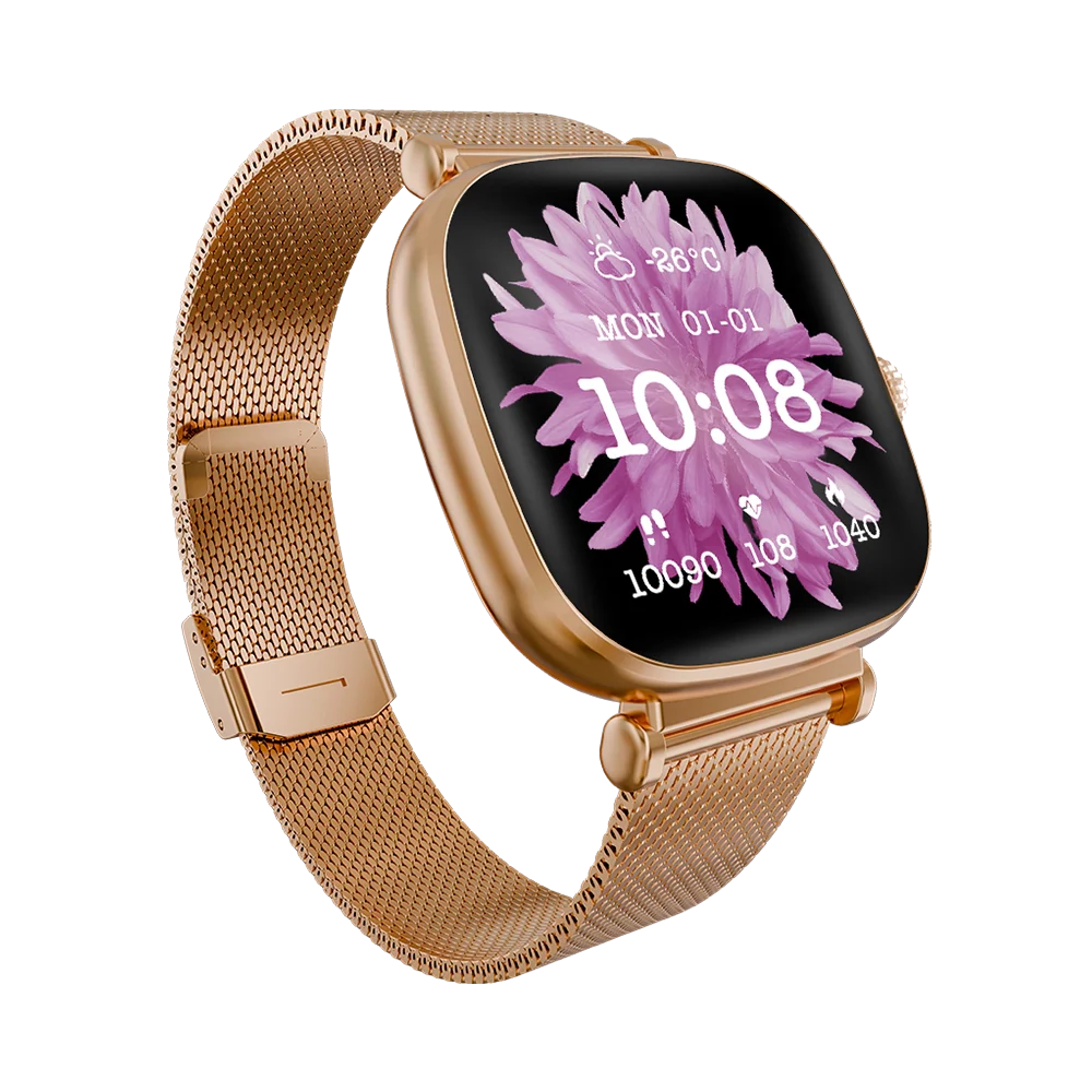 L-110 Enigma Diva Smart Watch Premium Design AOD | Beige & Gold