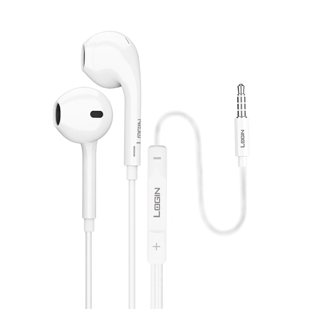 Login L-301 3.5mm Handsfree - Crystal Clear Audio - Built-In Microphone - Comfortable In-Ear Fit