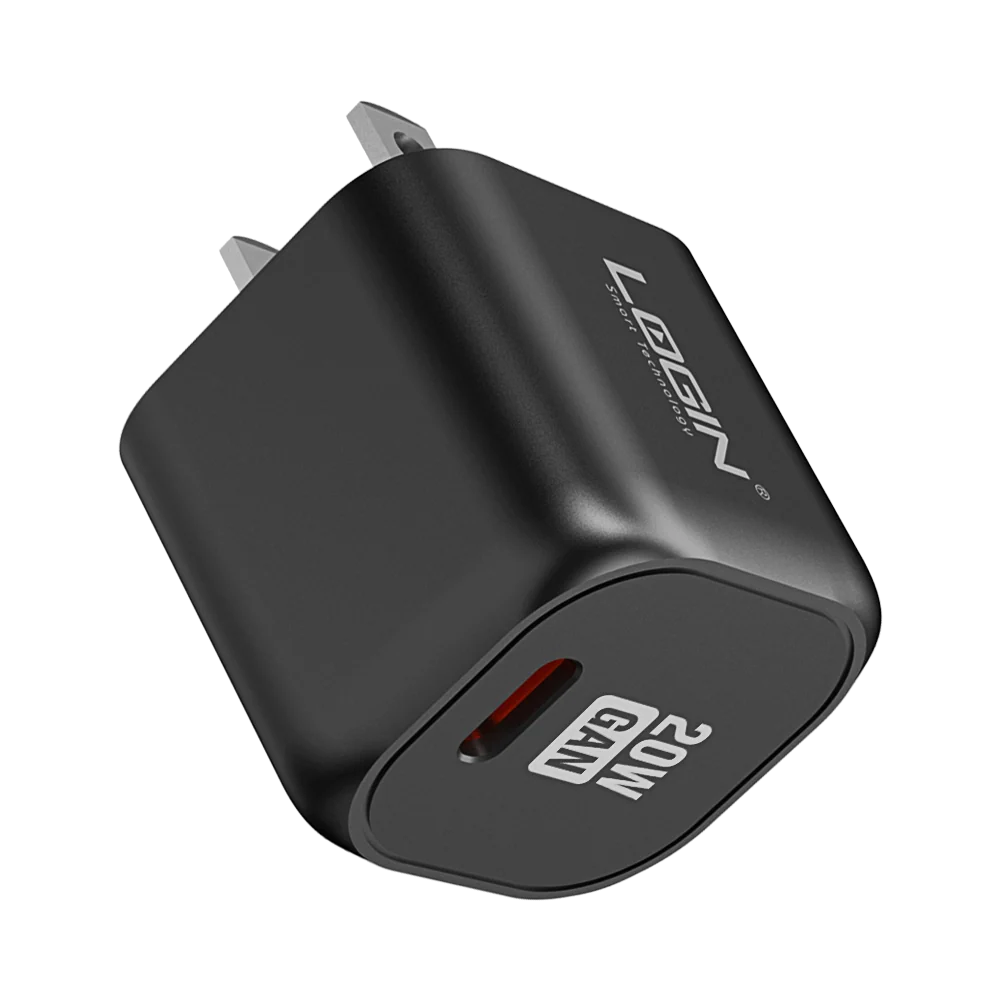Login L-412 EDGE PD to PD 20W Fast Charger - GaN Technology - 20W Fast Charging - USB-C Connectivity - Power Delivery Support