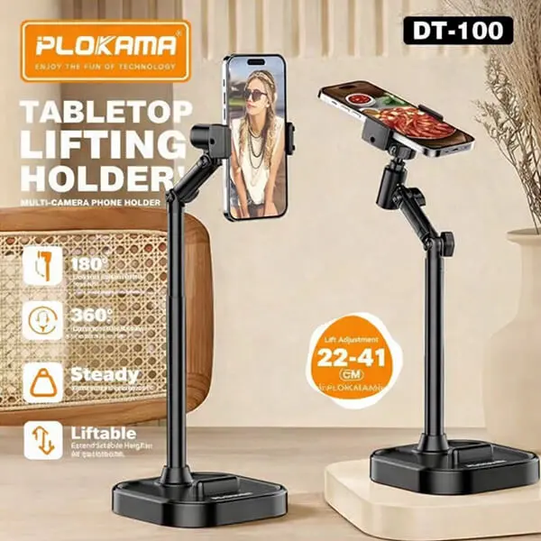 Plokama DT100 Tripod Stand Adjustable Phone and Camera Holder